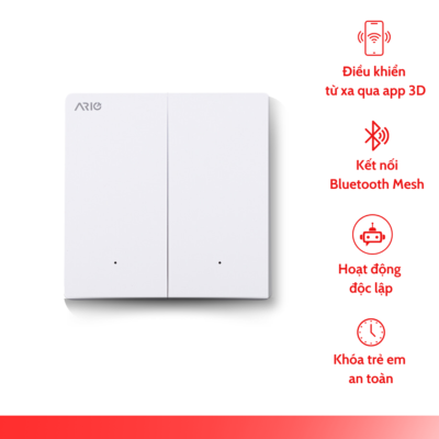 Công tắc thông minh BLE 2 nút Ario Vuông